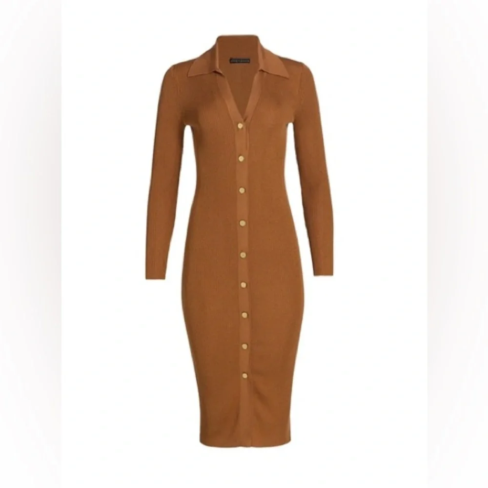 Alice and Olivia Button Up Rib Knit Dress NWT - Picture 3 of 11